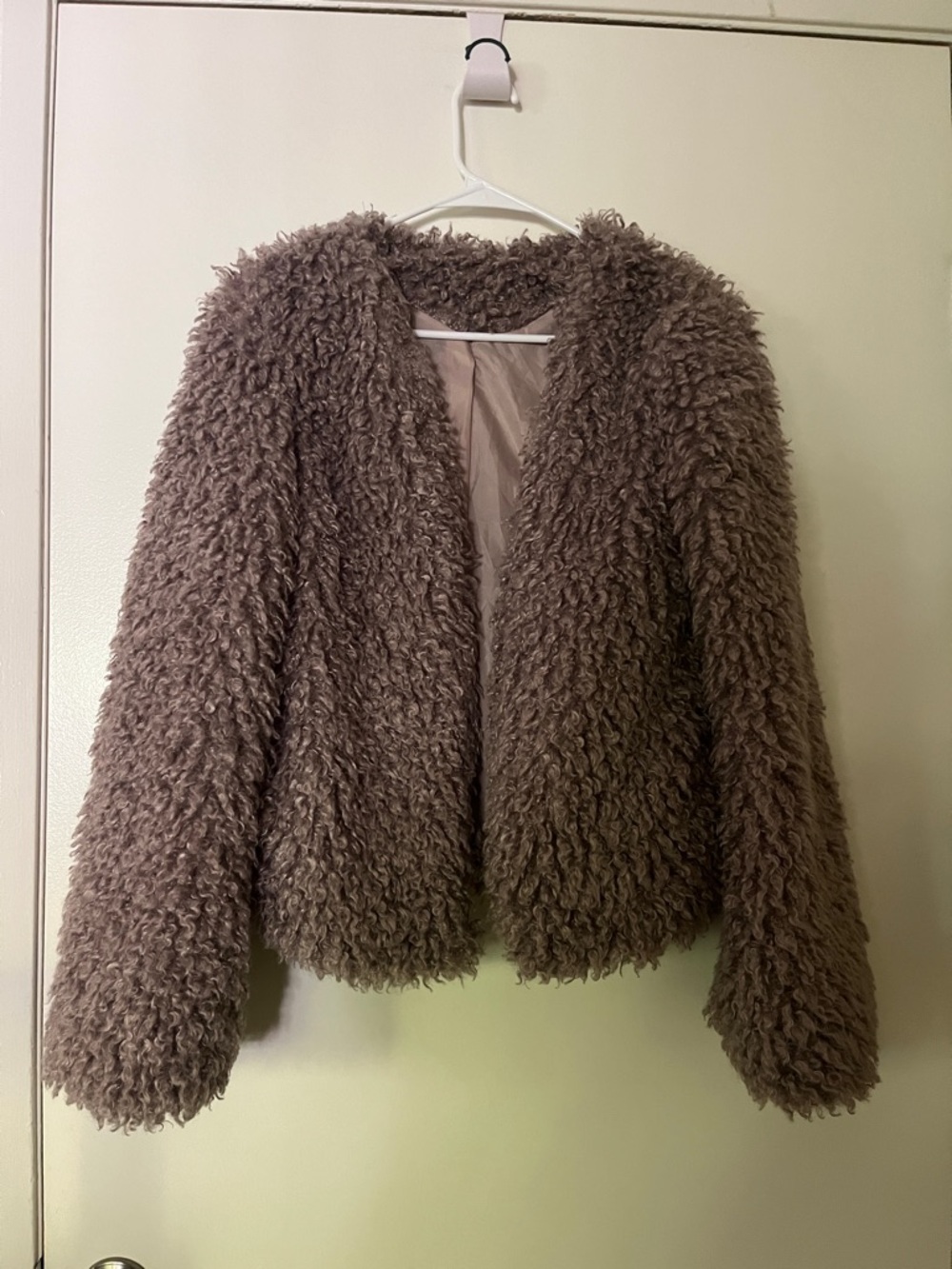 Vintage Teddy Jacket in Taupe Brown